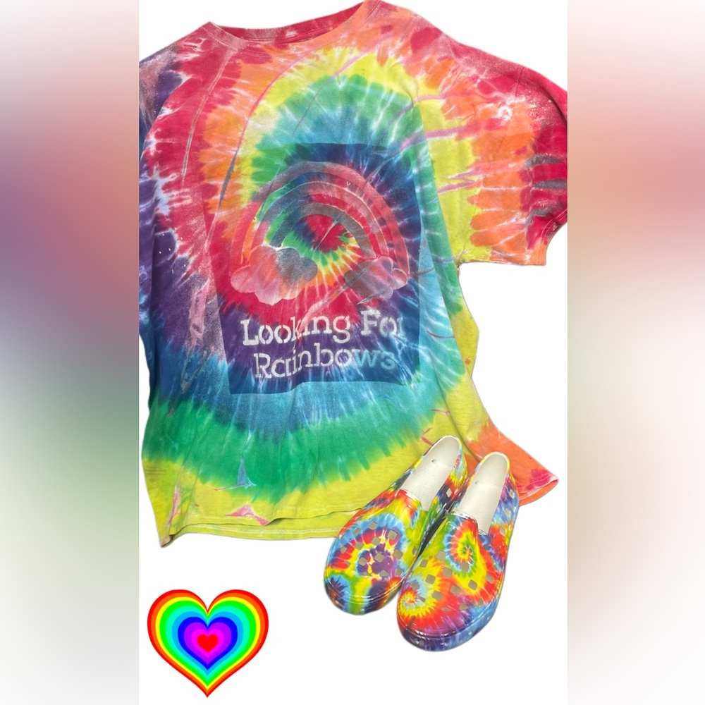 Vans Slip on Slides Sz 9 &🏳️‍🌈Tie-Dye T-Shirt XXL